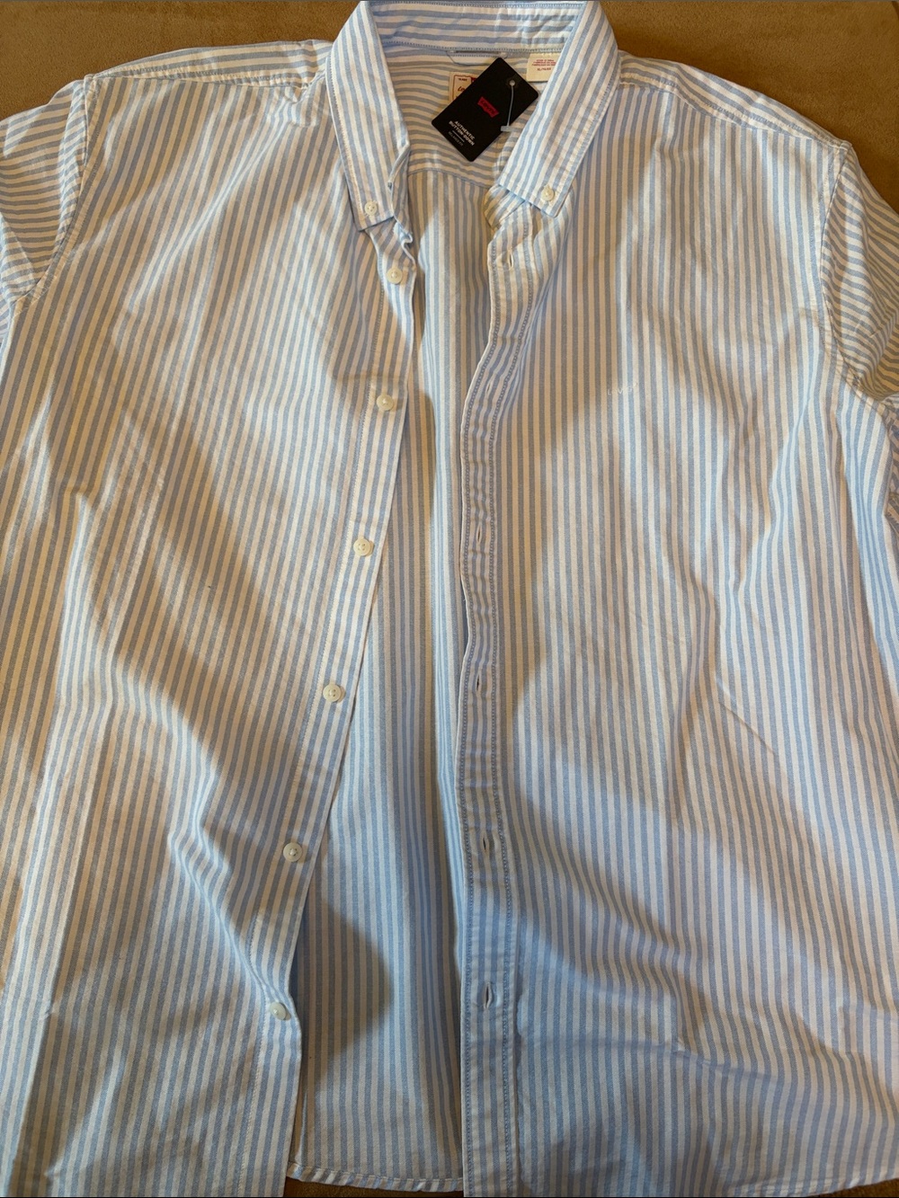 Levi's Light Blue and White Striped Button-Down Shirt